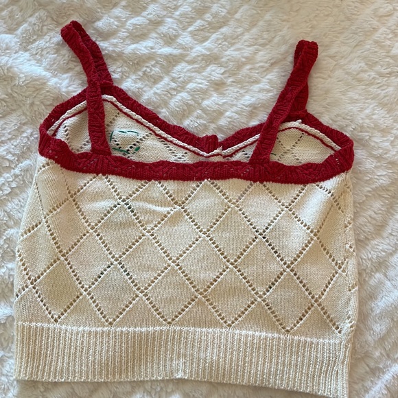 Never worn Cream Sweater tank top with embroidered cherries - Picture 4 of 5